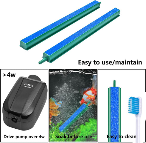 4 Pieces Air Stone Bar Bubble Diffuser Set - 8 Inch Fish Tank Air Bubble with Suction Cups for Aquarium