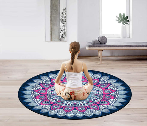LERYG 140cm Pilates Mat Round Oversize Yoga Mat Suede Rubber Non-Slip Dia Exercise Mat Meditation Mat Workout Mat