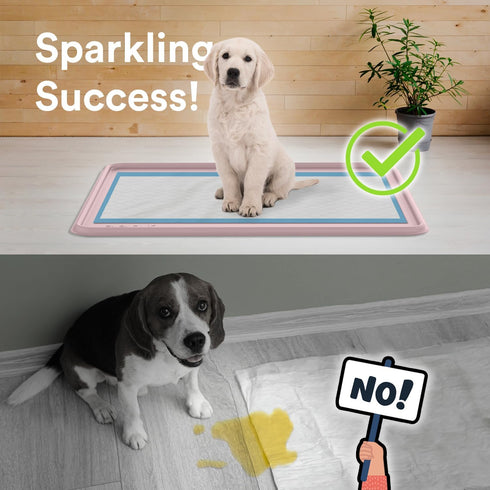 Pee Pad Tray Holder for Dogs - Large Pink Silicone Mat with No Spill Raised Lip, Extra Thick Non-Slip for Indoor Floor