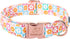 Cotton Dog Collar for Puppy Small Dogs, Adjustable Cute Boy Girl Collars with Metal Buckle Checkered Flower XS