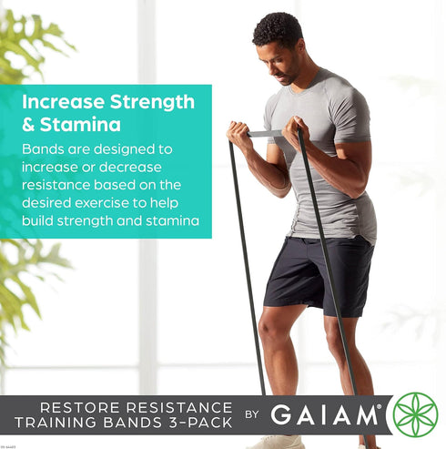 Gaiam Restore Resistance Training Workout Pull Up Bands - 3 Pack, Extra-Strong Durable Exercise Loop Cords