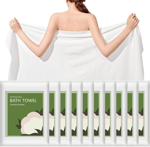 Disposable Bath Towels, 10 Pack 55" x 27.5" Ultra Soft, Quick Dry