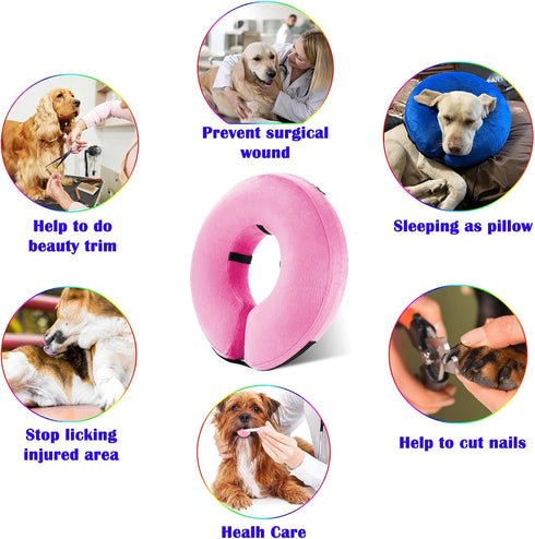 Katoggy Inflatable Dog Collar, Soft E-Collars for Dogs After Surgery, Adjustable Blow Up Donut Cone for Dogs and Cats