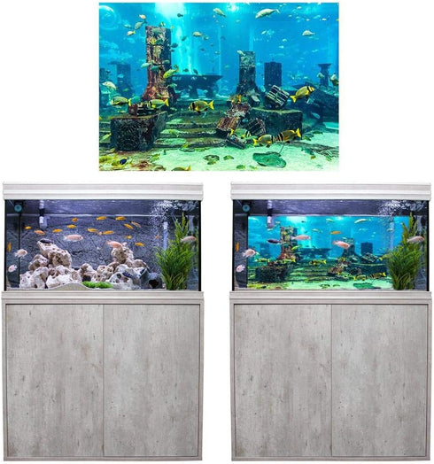 Fish Sticker Background, Aquarium Background PVC Coral Underwater Poster, Fish Wall Decorations Sticker (61 x 41cm)