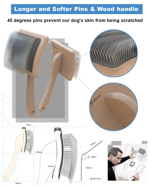 Large Dog Slicker Brush, Professional Doodles Brush for Poodles, Goldendoodles, and Labradoodles