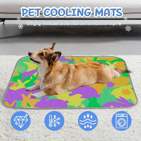 imiBBWQu Summer 27" 22" Cooling Pad Colorful Easter Bunnies Dog Mat Foldable Washable Grounding Pad for Dogs Cold Dog