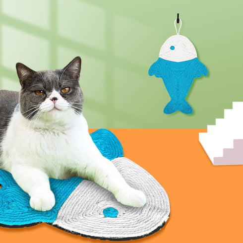 Cat Scratcher Pad Natural Sisal, Cute Hanging Mat for Indoor Cats, Protecting Furniture and Carpets