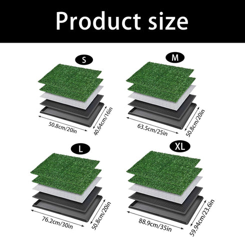 MHADBKH 3-Layer Artificial Grass Dog Potty Pad with Tray, Washable Reusable Puppy Training Pad for Indoor Outdoor Use