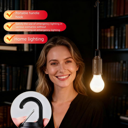 Chinshwehaw 3 1PCS) (T01) Portable LED Camping LanternHang Anywhere Hook, USB-C Rechargeable, Brightness Modes, Water