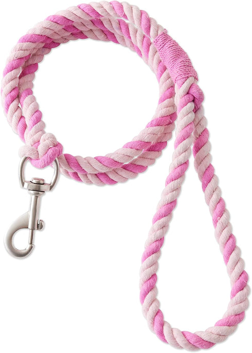 HonestBaby Collars and Leash Sets, Braided Vegan Suede for Dogs, Organic Cotton, Soft Pink/Bright Pink