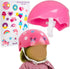 Pink Bike Helmet for 18" Dolls, Includes Decorative Decal Stickers Accessory