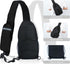 Sling-Bag Crossbody-Bag for Women and Men, Portable Hiking Daypack with Water Bottle Pocket (Black)