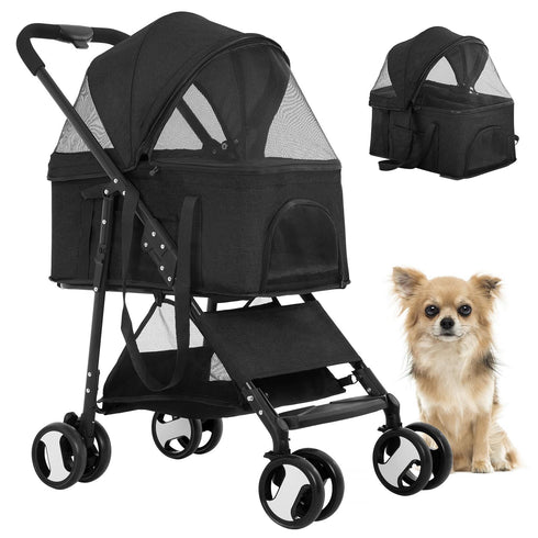 BestPet Pet Dog Stroller with Premium 3-in-1 Multifunction & Detachable Carrier for