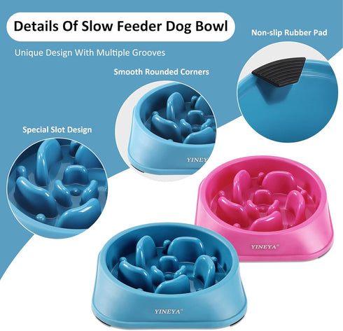 2Pcs Slow Feeder Dog Bowls for Large Breeds, Puzzle Dog Food Bowls to Slow Down Eating