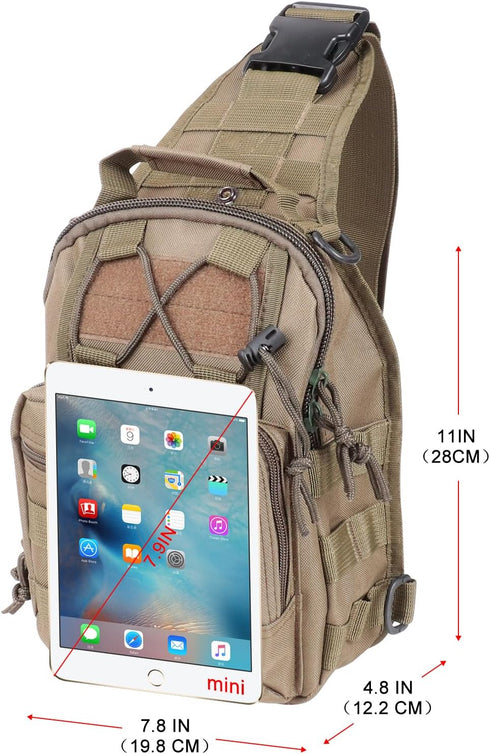 Qcute Tactical Backpack, Waterproof Military Cross-body Molle Sling Shoulder Bag for Outdoor Everyday Carry
