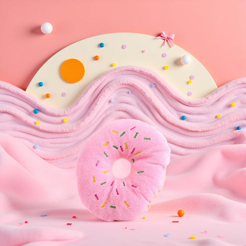Jowxsx Pink Donut Shape Dog Toys,Plush Pet Toy Sprinkled Donut Dog Chew Toy,No Stuffing Squeaky Plush Toy, Animal Play
