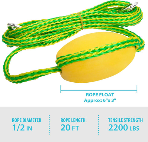 Obcursco Kayak Tow Line - 20FT Drift Sock Anchor Rope for Fishing Boat, Buoy Float Docks