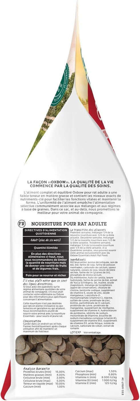 Oxbow Essentials Adult Rat Food - All Natural, Veterinarian Recommended, 3 lb, No Artificial Ingredients