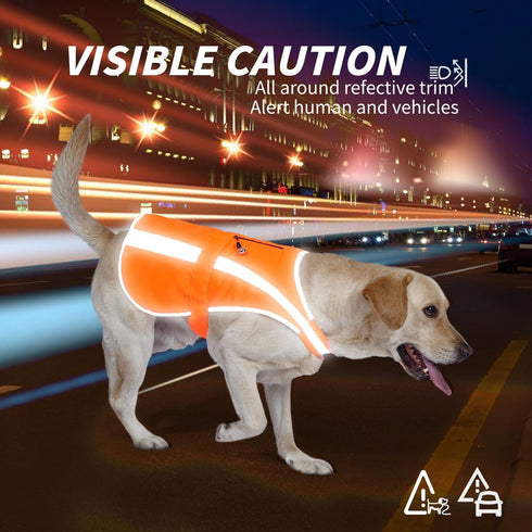 Reflective Dog Safety Vest for Medium Large Dogs, High Visibility Harness with Dog Bell for Hunting, Training & Cars