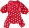 Polka Dots Dog Pajamas with Bow, Puppy Flannel Pjs for Christmas Small Dog Clothes