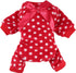 Polka Dots Dog Pajamas with Bow, Puppy Flannel Pjs for Christmas Small Dog Clothes