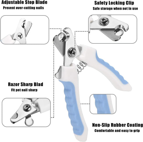 4 Trimmers Mudder Pieces Dog Nail Clippers Kit Dog Cat Pets Nail Clippers and with Safety Guard to Avoid Over Cutting