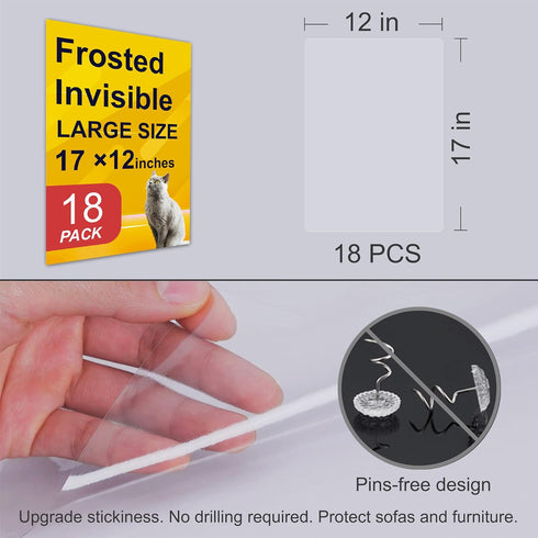 XL Furniture Protectors from Cats, 18 Pack Anti Scratch Deterrent Tape for Couch