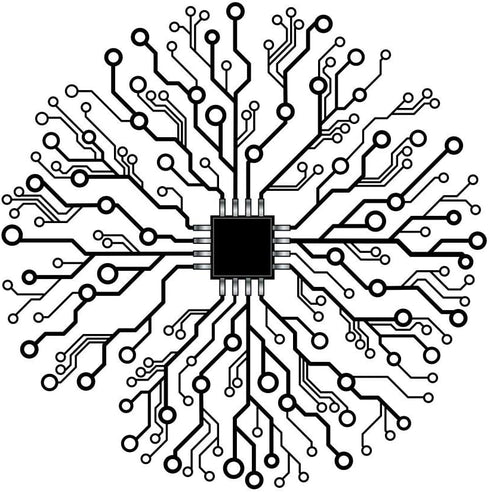 Wallmonkeys Vector Circuit Board Abstract Peel and Stick Wall Decals, 24" H x 24" W
