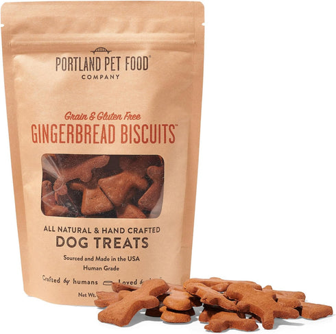 Portland Pet Food Company Gingerbread Dog Treats, Healthy Biscuits for Dogs, Grain-Free, 5 oz