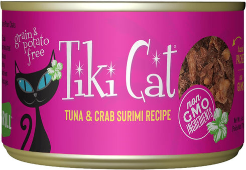 Tiki Cat Grill, Tuna & Crab Surimi, High-Protein Wet Whole Foods Cat Food, 6 oz. Cans (Case of 8)