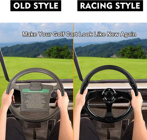 Golf Cart Steering Wheel for EZGO RXV & TXT, Club Car DS, Club Car Precedent Tempo, Yamaha Golf Carts, Black