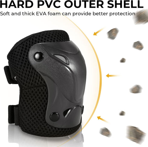 SKT HP Protective Gear Set for Adults: Knee Pads, Elbow Pads & Wrist Guards for Inline Skating, Biking, Skateboarding