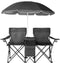 Vasitelan Double Camping Chair with Umbrella, Folding Loveseat Chairs w/Canopy Shade, Carrying