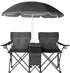 Vasitelan Double Camping Chair with Umbrella, Folding Loveseat Chairs w/Canopy Shade, Carrying