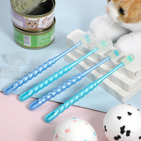 EupHHonycs 4 360-Degree Pcs Small Dog and Cat Soft Toothbrush Pet Toothbrush for Puppy, Small Dog and Cat