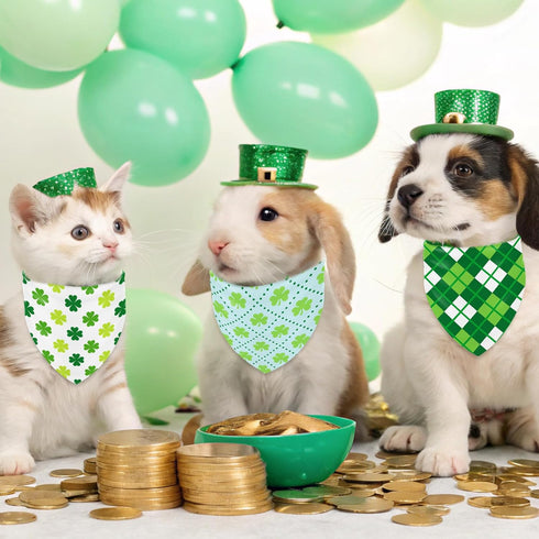 36Pcs, 18 18 27 Whaline St. Patrick's Day Dog Bandana Triangle Pet Scarf Adjustable Puppy Neckerchief Green Shamrock