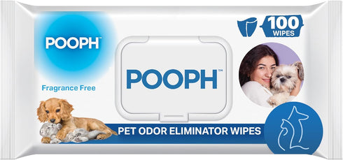 POOPH Pet Wipes for Puppy & Dog Grooming, 100 Count Pack - On-the-Go Odor Control for Paws, Butt, Ear, Face, and Fur