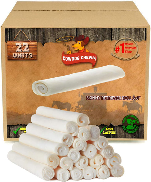 5-6 Inches Rawhide Retriever Roll, Chewing Dog Treat, 100% Natural, 22 Pack