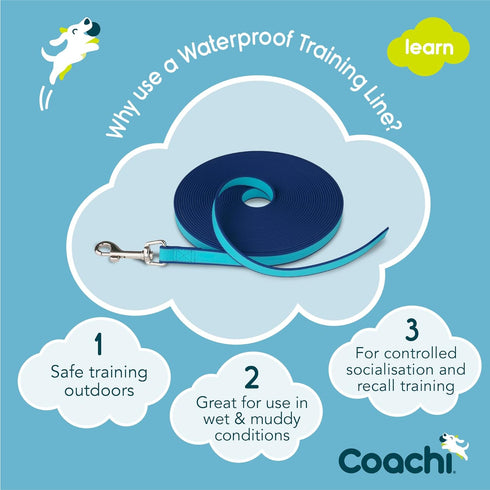 Coachi 10m Training Line: Safe Outdoors Training for Dogs & Puppies, Lightweight, Waterproof, Ideal for Recall
