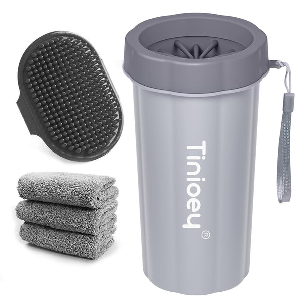 Dog Paw Cleaner for Large Dogs, Muddy Paw Washer with 3 Towels & Dog Bath Brush