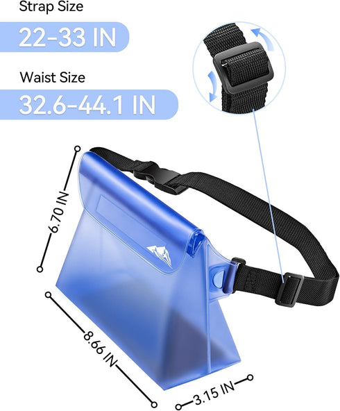 HEETA 2-Pack Waterproof Pouch with Waist Strap, Touchable Dry Bag with Adjustable Belt for Phone Valuables for Outdoor
