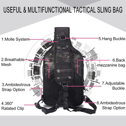 Pack Backpack HAOMUK Tactical Sling Bag Military Rover Shoulder Sling EDC Molle Assault Range Bag