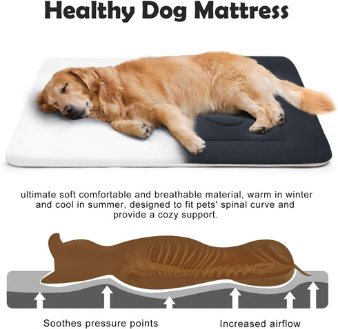 JoicyCo Dark Gray Soft Dog Crate Pad Mat for Medium/Large Dogs, Non-Slip Bottom Washable