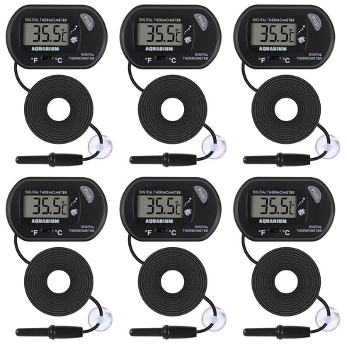 6 Pack LCD Digital Aquarium Thermometer for Fish Tank Water and Terrarium Temperature