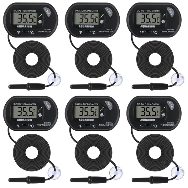 6 Pack LCD Digital Aquarium Thermometer for Fish Tank Water and Terrarium Temperature