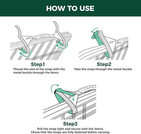 FXW Easy-Carry Straps - Fit 8-Panel Dog Playpen, Designed for RV Trips, Green | Patent Pending