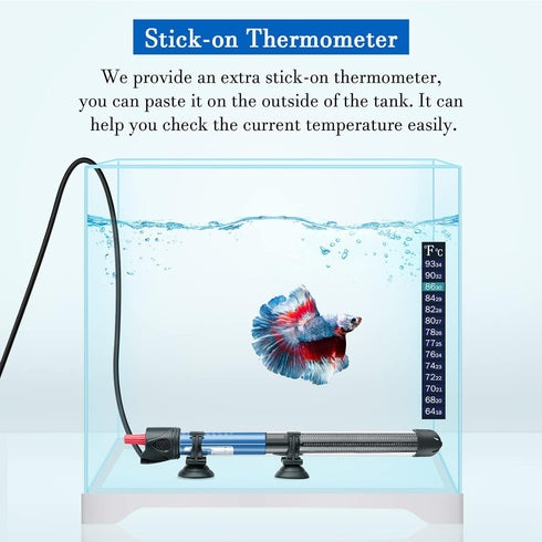 Hitop 25W/50W/100W/300W Adjustable Aquarium Heater, Submersible Glass Water Heater for 5 – 70 Gallon Tank