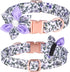 Dog Collar, Girl Dog Collar with Floral Pattern and Detachable Rhinestone Flower for Small Medium Large Dogs