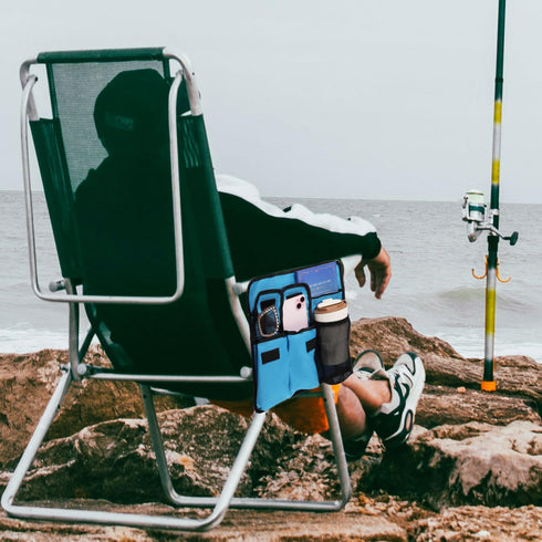 lasuroa 4 Beach Chair Cup Holder Attachment, Beach Chair Drink Bracket Pockets Phone Bag Adjustable Strap Hanging Cup