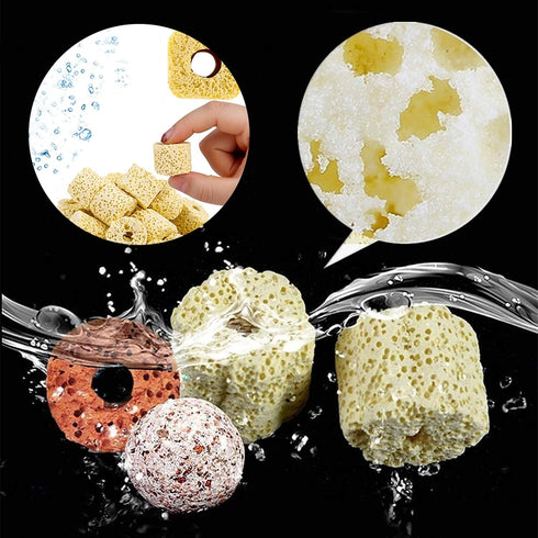 Aquarium Filter Media Bio Balls and Ceramic Rings, 12 in 1 Fish Tank Pond Filter, 500g Mesh Bag with Zipper (2 Packs)